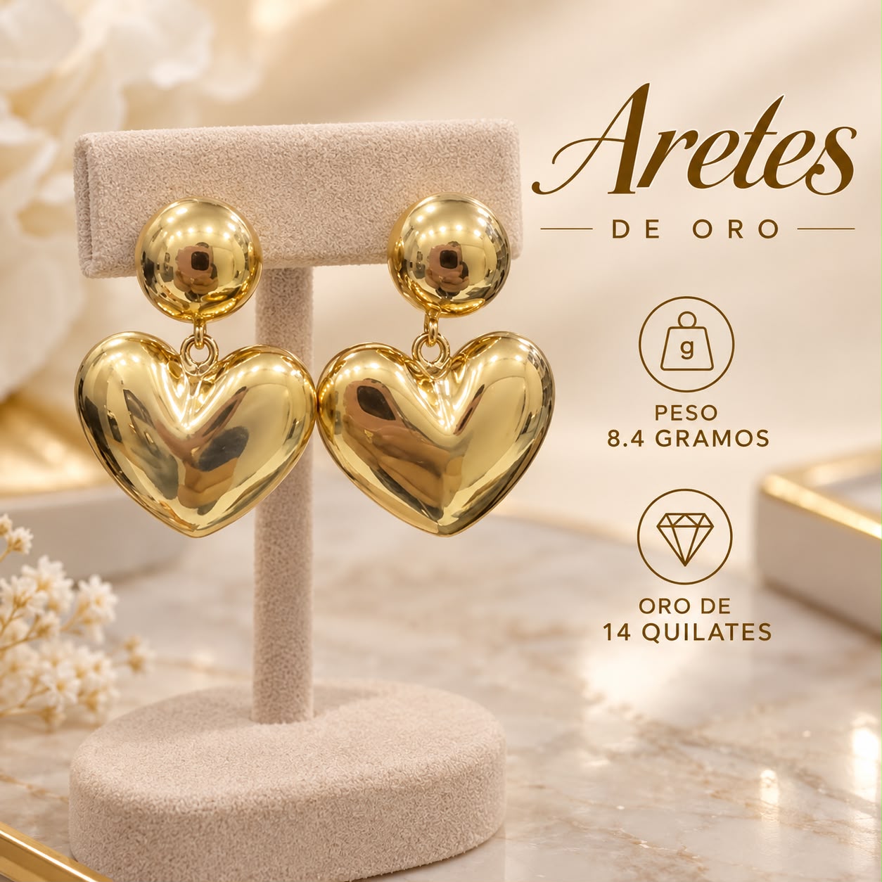 ARETES CORAZON 14K 8.4GR